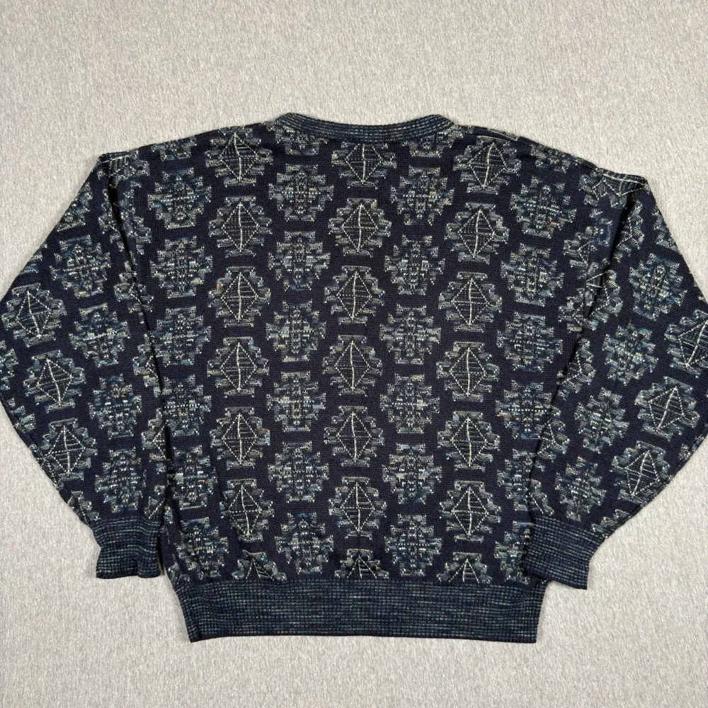 Vintage Tricots St Raphael Wool Sweater Mens Large Geometric 3D Knit Made In USA